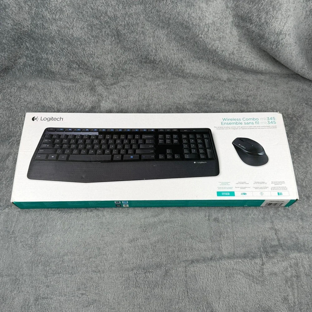 Logitech MK345 Wireless Keyboard Mouse Combo Black 920-006481 K345 M345 w/Dongle